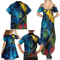 Tui Bird New Zealand Starry Sky Family Matching Summer Maxi Dress and Hawaiian Shirt Maori Koru