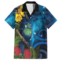 Tui Bird New Zealand Starry Sky Hawaiian Shirt Maori Koru