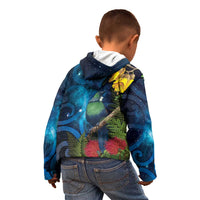 Tui Bird New Zealand Starry Sky Kid Hoodie Maori Koru LT7 - Polynesian Pride