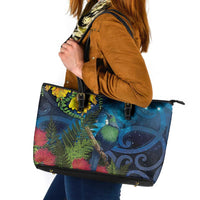 Tui Bird New Zealand Starry Sky Leather Tote Bag Maori Koru LT7 Galaxy - Polynesian Pride