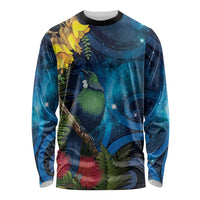 Tui Bird New Zealand Starry Sky Long Sleeve Shirt Maori Koru LT7 Unisex Galaxy - Polynesian Pride