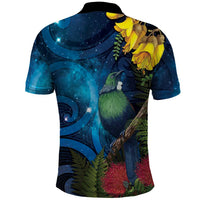 Tui Bird New Zealand Starry Sky Polo Shirt Maori Koru LT7 - Polynesian Pride