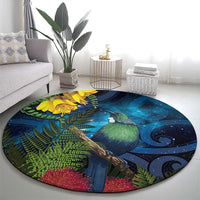 Tui Bird New Zealand Starry Sky Round Carpet Maori Koru LT7 - Polynesian Pride