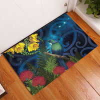 Tui Bird New Zealand Starry Sky Rubber Doormat Maori Koru LT7 - Polynesian Pride
