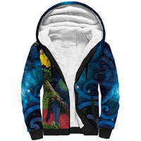 Tui Bird New Zealand Starry Sky Sherpa Hoodie Maori Koru LT7 Unisex Galaxy - Polynesian Pride