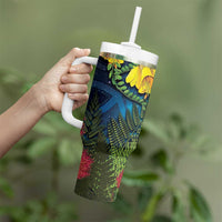 Tui Bird New Zealand Starry Sky Tumbler With Handle Maori Koru LT7 - Polynesian Pride