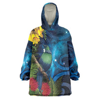 Tui Bird New Zealand Starry Sky Wearable Blanket Hoodie Maori Koru LT7 One Size Galaxy - Polynesian Pride