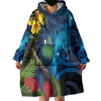 Tui Bird New Zealand Starry Sky Wearable Blanket Hoodie Maori Koru LT7 - Polynesian Pride