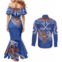 Yokwe Marshall Islands Personalized Couples Matching Mermaid Dress and Long Sleeve Button Shirt Jemenei Day - Seashell Necklace