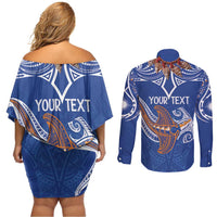 Yokwe Marshall Islands Personalized Couples Matching Off Shoulder Short Dress and Long Sleeve Button Shirt Jemenei Day - Seashell Necklace