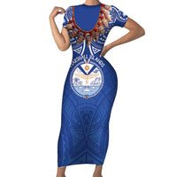 Yokwe Marshall Islands Personalized Short Sleeve Bodycon Dress Jemenei Day - Seashell Necklace