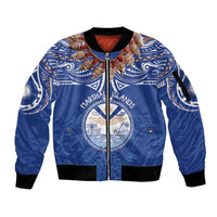Yokwe Marshall Islands Personalized Sleeve Zip Bomber Jacket Jemenei Day - Seashell Necklace