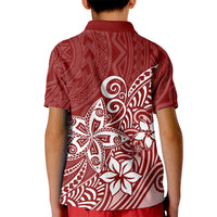 Polynesia Kid Polo Shirt Plumeria Red Curves LT7 - Polynesian Pride