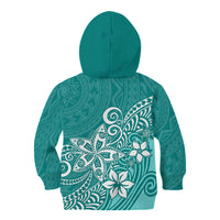 Polynesia Kid Hoodie Plumeria Teal Curves LT7 - Polynesian Pride