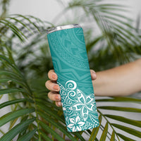 Hawaii Skinny Tumbler Plumeria Teal Curves