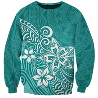 Polynesia Sweatshirt Plumeria Teal Curves LT7 Unisex Teal - Polynesian Pride
