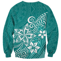 Polynesia Sweatshirt Plumeria Teal Curves LT7 - Polynesian Pride