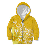 Polynesia Kid Hoodie Plumeria Yellow Curves LT7 Zip Hoodie Yellow - Polynesian Pride