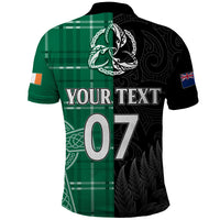 Custom New Zealand Mix Ireland Rugby Polo Shirt Celtic Knot Mix Silver Ferns LT7 - Polynesian Pride
