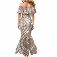 Polynesian Pride Mermaid Dress Turtle Hibiscus Luxury Style - Beige LT7 - Polynesian Pride