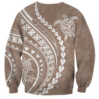 Polynesian Pride Sweatshirt Turtle Hibiscus Luxury Style - Beige LT7 - Polynesian Pride