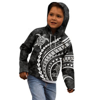 Polynesian Pride Kid Hoodie Turtle Hibiscus Luxury Style - Black LT7 - Polynesian Pride