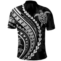 Polynesian Pride Polo Shirt Turtle Hibiscus Luxury Style - Black LT7 - Polynesian Pride