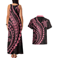 Polynesian Pride Couples Matching Tank Maxi Dress and Hawaiian Shirt Turtle Hibiscus Luxury Style - Carnation Pink LT7 - Polynesian Pride