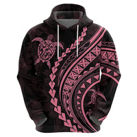 Polynesian Pride Hoodie Turtle Hibiscus Luxury Style - Carnation Pink LT7 - Polynesian Pride