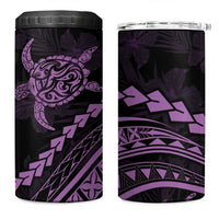 Polynesian Pride 4 in 1 Can Cooler Tumbler Turtle Hibiscus Luxury Style - Lilac
