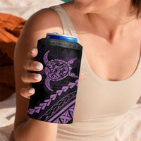 Polynesian Pride 4 in 1 Can Cooler Tumbler Turtle Hibiscus Luxury Style - Lilac