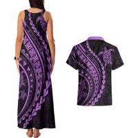 Polynesian Pride Couples Matching Tank Maxi Dress and Hawaiian Shirt Turtle Hibiscus Luxury Style - Lilac LT7 - Polynesian Pride