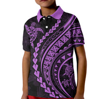 Polynesian Pride Kid Polo Shirt Turtle Hibiscus Luxury Style - Lilac LT7 Kid Lilac - Polynesian Pride