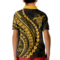 Polynesian Pride Kid Polo Shirt Turtle Hibiscus Luxury Style - Merigold LT7 - Polynesian Pride