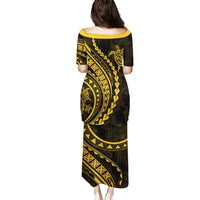 Polynesian Pride Puletasi Turtle Hibiscus Luxury Style - Merigold LT7 - Polynesian Pride