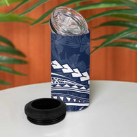 Polynesian Pride 4 in 1 Can Cooler Tumbler Turtle Hibiscus Luxury Style - Navy