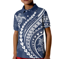 Polynesian Pride Kid Polo Shirt Turtle Hibiscus Luxury Style - Navy LT7 Kid Navy - Polynesian Pride