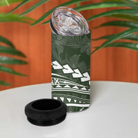 Polynesian Pride 4 in 1 Can Cooler Tumbler Turtle Hibiscus Luxury Style - Sage