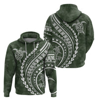 Polynesian Pride Hoodie Turtle Hibiscus Luxury Style - Sage LT7 - Polynesian Pride