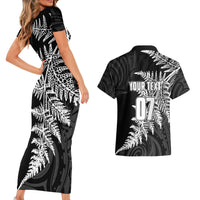Personalised New Zealand Rugby Couples Matching Short Sleeve Bodycon Dress and Hawaiian Shirt World Cup 2023 Silver Fern Champions LT7 - Polynesian Pride