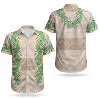 Hawai'i Paniolo Maile Twisted Lei Couples Matching Off Shoulder Maxi Dress and Hawaiian Shirt Almond Brown LT7 - Polynesian Pride