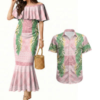 Hawai'i Paniolo Maile Twisted Lei Couples Matching Mermaid Dress and Hawaiian Shirt Dusty Rose LT7 Dusty Rose - Polynesian Pride