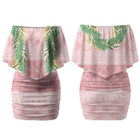 Hawai'i Paniolo Maile Twisted Lei Couples Matching Off Shoulder Short Dress and Hawaiian Shirt Dusty Rose LT7 - Polynesian Pride