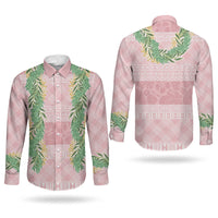 Hawai'i Paniolo Maile Twisted Lei Couples Matching Off The Shoulder Long Sleeve Dress and Long Sleeve Button Shirt Dusty Rose LT7 - Polynesian Pride