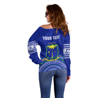 Personalised Fiji Natabua High School Off Shoulder Sweater Kaviti Tapa Mix Colors Proud NHS LT7 - Polynesian Pride