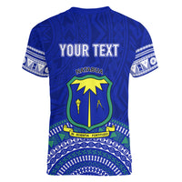 Personalised Fiji Natabua High School Women V Neck T Shirt Kaviti Tapa Mix Colors Proud NHS LT7 - Polynesian Pride