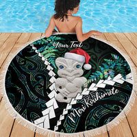 New Zealand Personalised Beach Blanket Meri Kirihimete Kowhaiwhai Mix Paua Shell - Emerald LT7 - Polynesian Pride