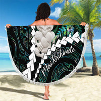 New Zealand Personalised Beach Blanket Meri Kirihimete Kowhaiwhai Mix Paua Shell - Emerald LT7 - Polynesian Pride