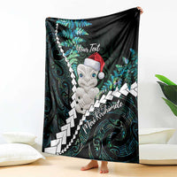 New Zealand Personalised Blanket Meri Kirihimete Kowhaiwhai Mix Paua Shell - Emerald LT7 - Polynesian Pride