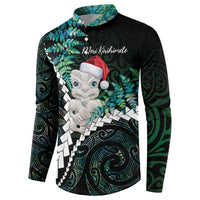 New Zealand Personalised Button Sweatshirt Meri Kirihimete Kowhaiwhai Mix Paua Shell - Emerald LT7 - Polynesian Pride
